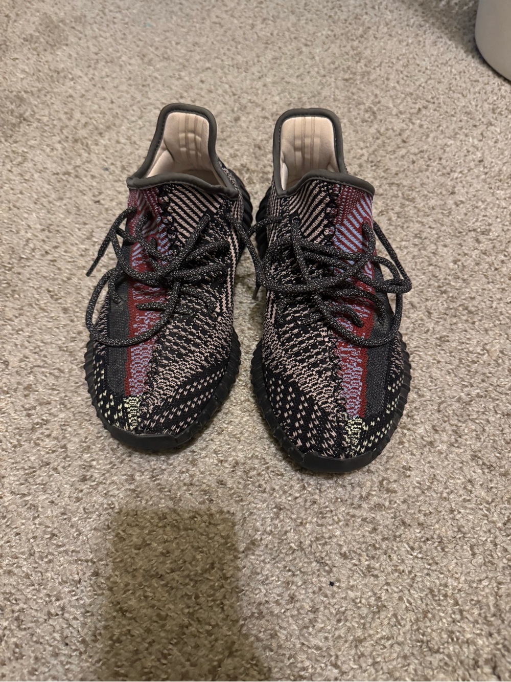 Yeezy Knit Low-Top Sneakers in Black, Red, Cream